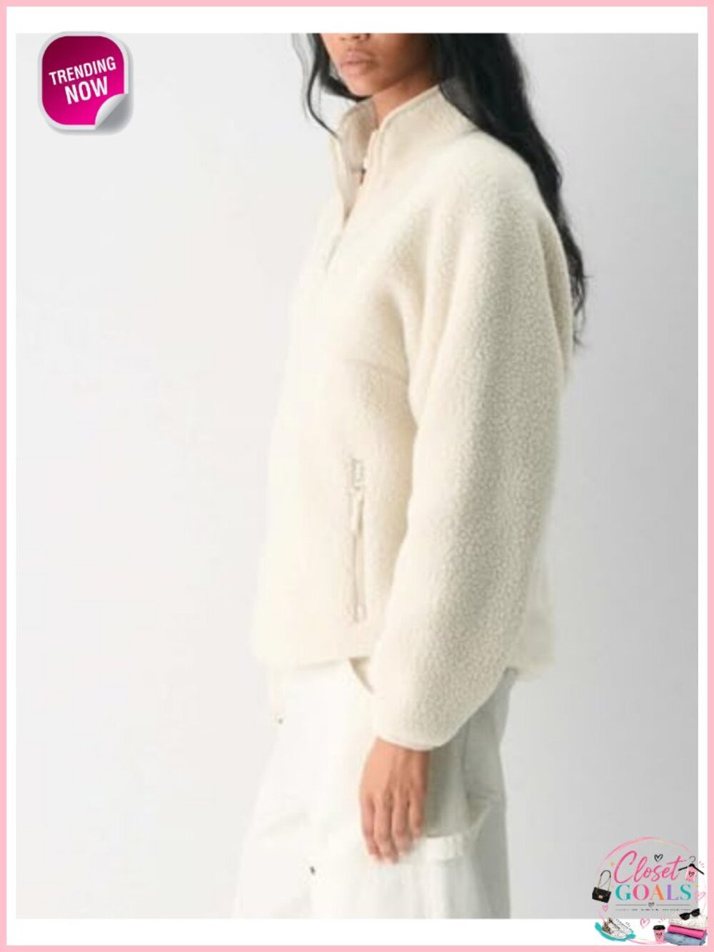 Womens Sherpa Fleece Quarter Zip Pullover Sweatshirt - Picture 4 of 6
